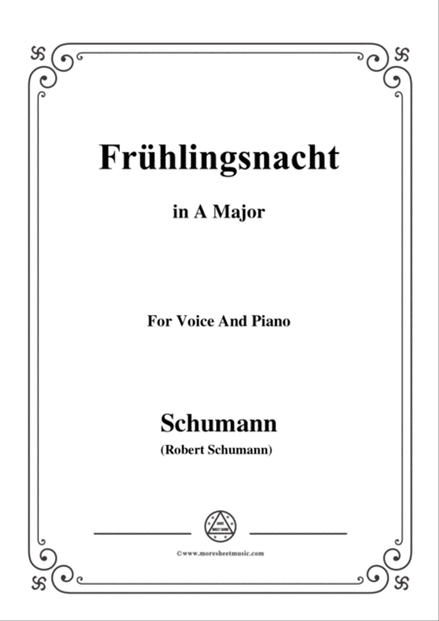 Schumann-Frühlingsnacht,in A Major,for Voice and Piano Voice Solo scores gallery preview page 1