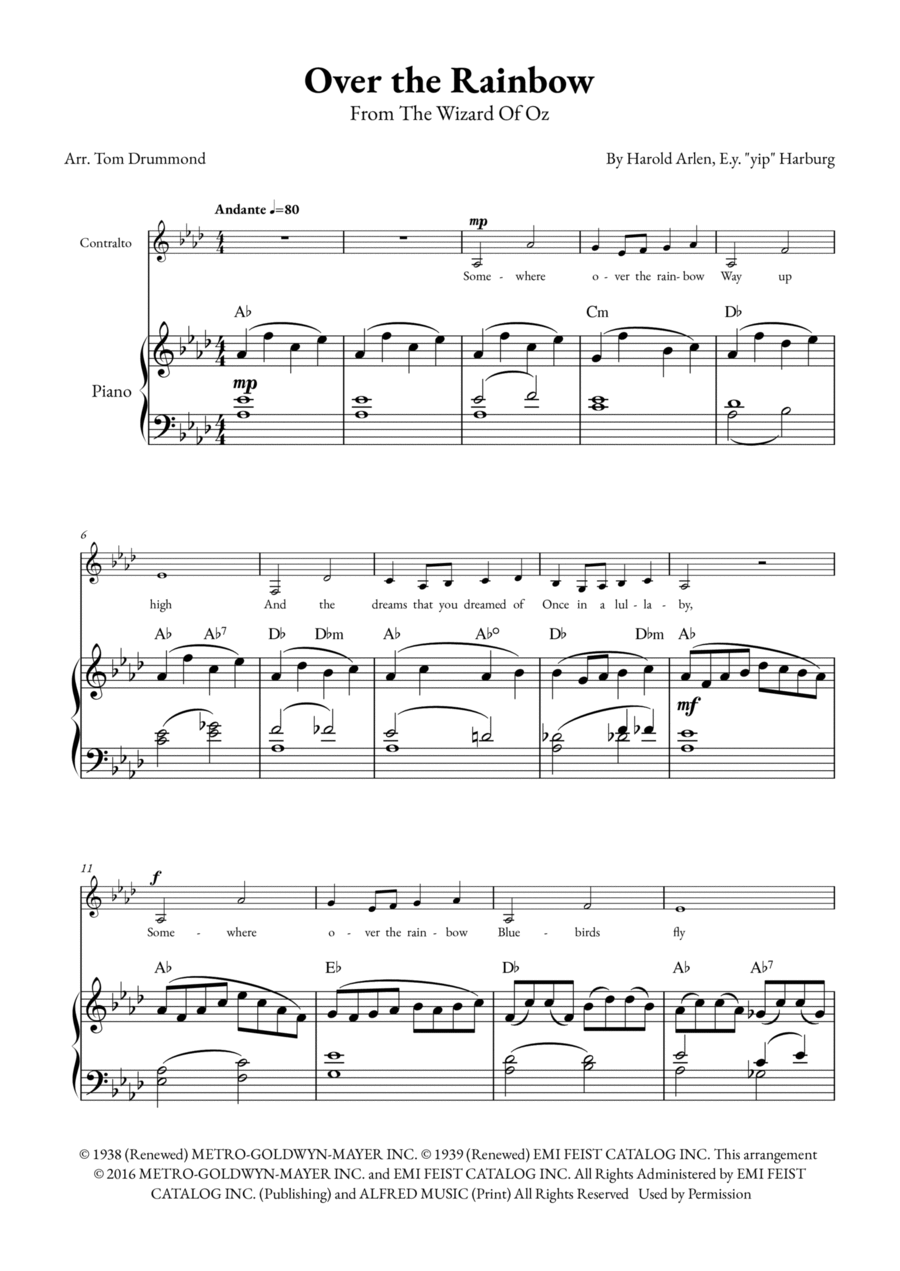Over The Rainbow Voice scores gallery preview page 1