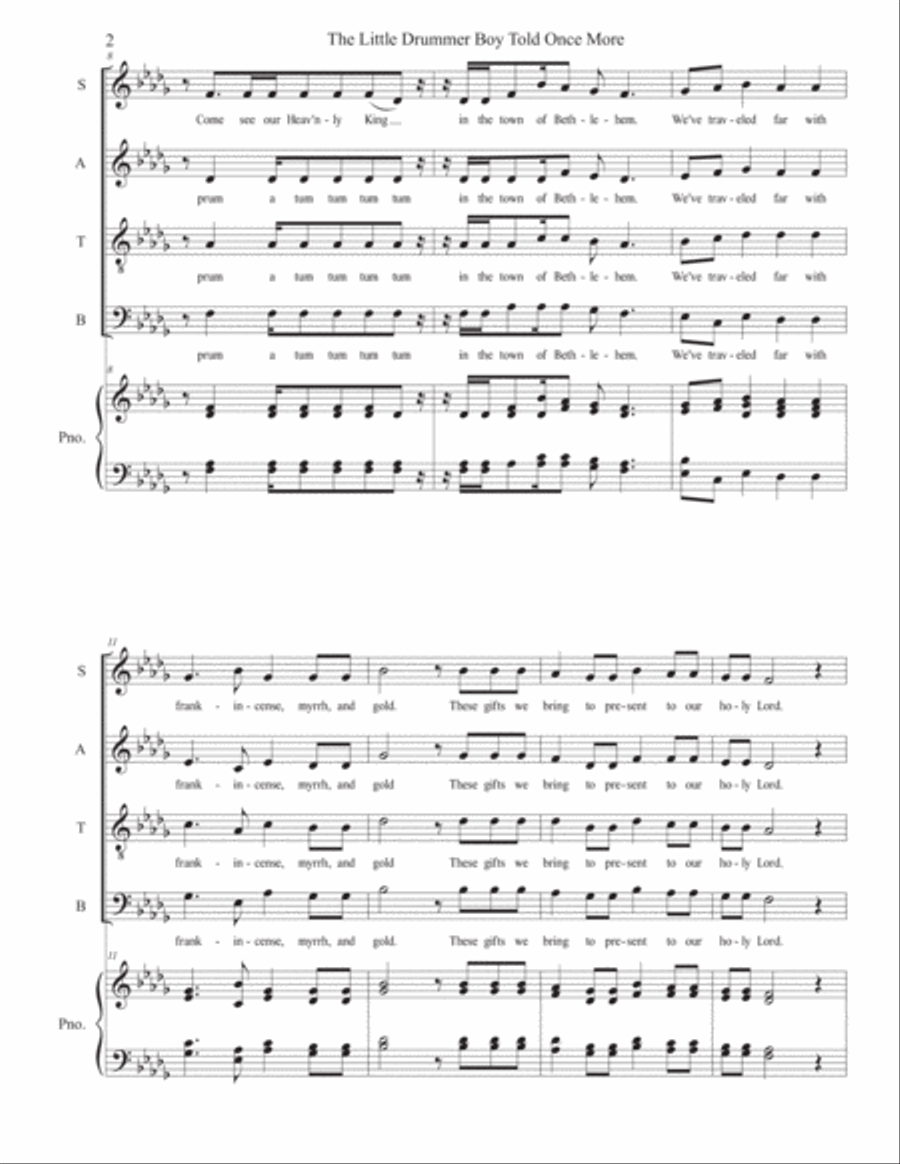 The Little Drummer Boy TTBB scores gallery preview page 2