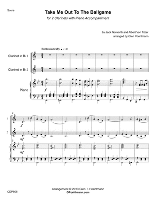 TAKE ME OUT TO THE BALL GAME - CLARINET DUET with Piano Accompaniment