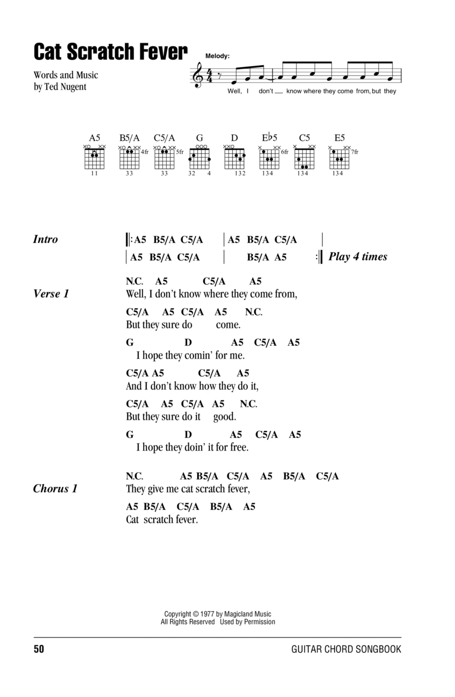 Cat Scratch Fever Acoustic Guitar scores gallery preview page 1
