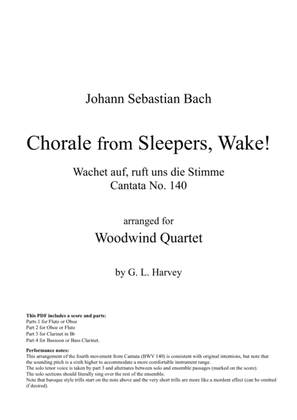 Book cover for Chorale from Sleepers, Wake! (BWV 140) for Woodwind Quartet