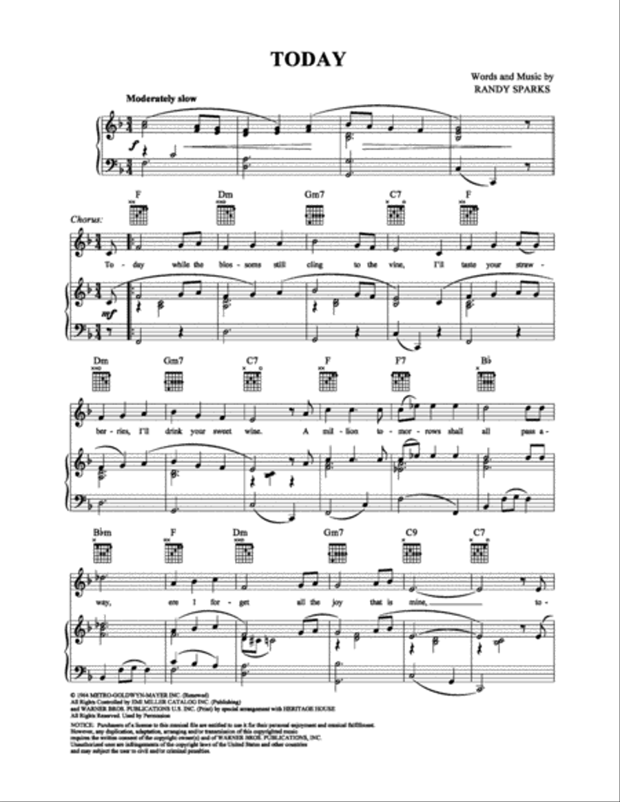 Today Piano, Vocal, Guitar scores gallery preview page 1