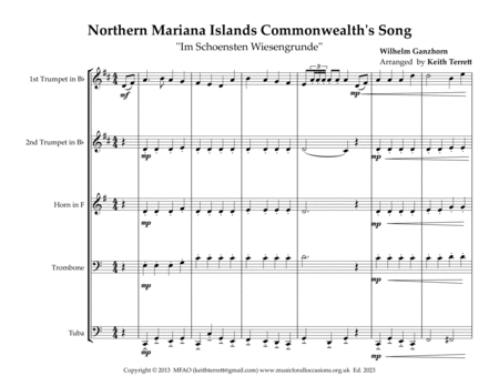 Northern Mariana Islands Commonwealth's Song ''Satil Matawal Pacifico" for Brass Quintet image number null