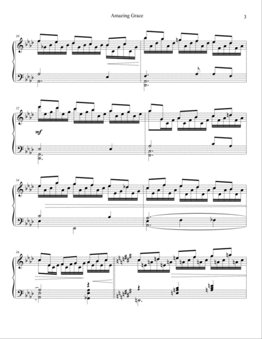 Amazing Grace Amazing Grace Piano Solo scores gallery preview page 3