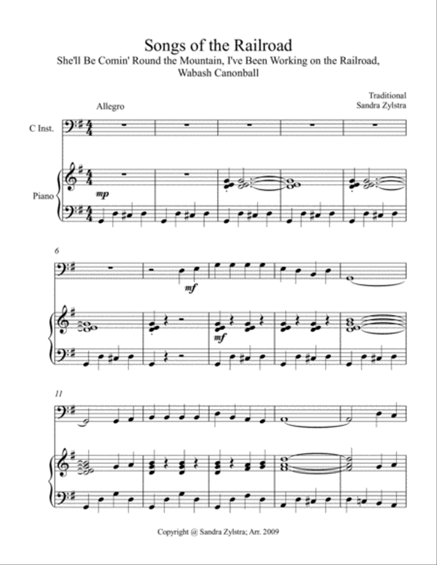 Songs of the Railroad (bass C instrument solo) Small Ensemble scores gallery preview page 2