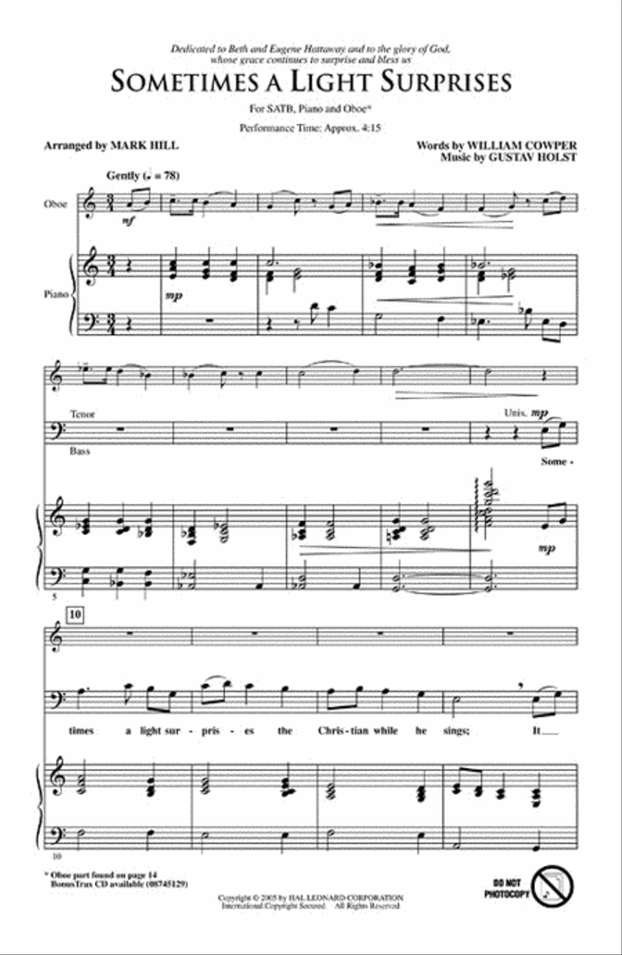 Sometimes a Light Surprises 4-Part scores gallery preview page 2
