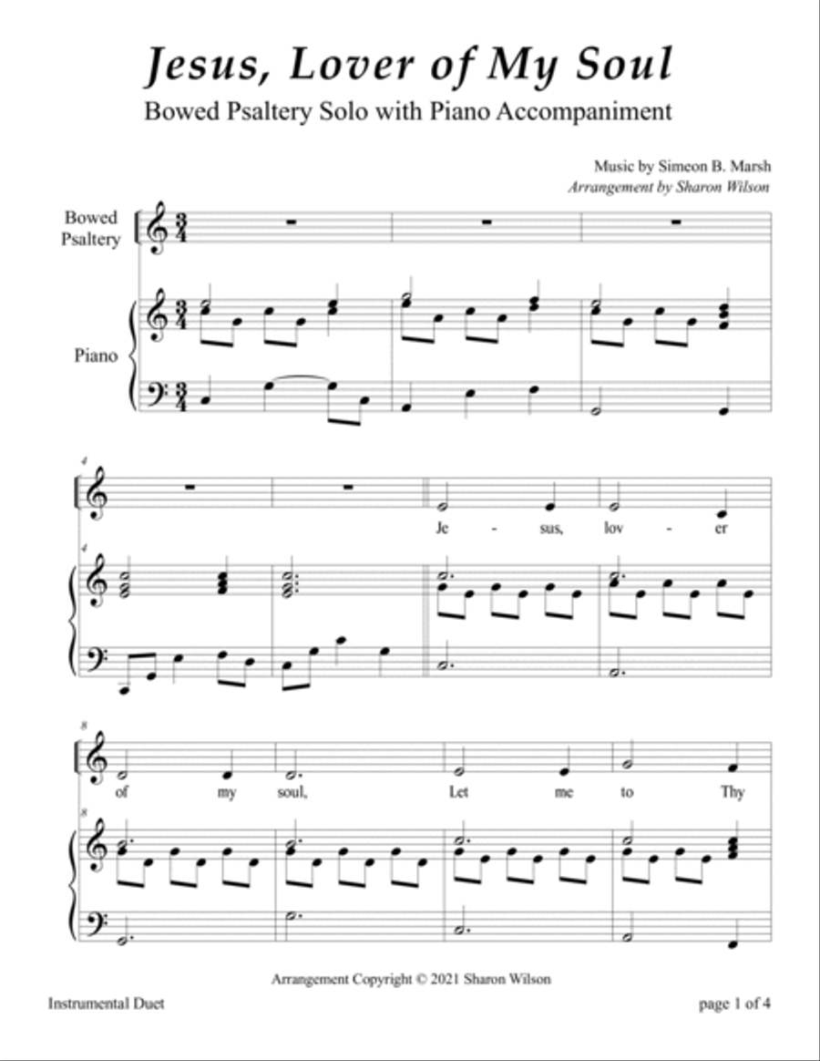Jesus, Lover of My Soul (Easy Bowed Psaltery Solo with Piano Accompaniment) Zither scores gallery preview page 3