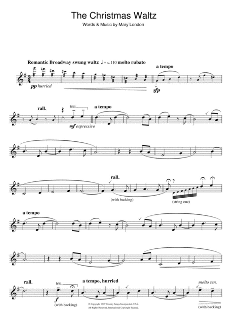 The Christmas Waltz Clarinet Solo scores gallery preview page 1
