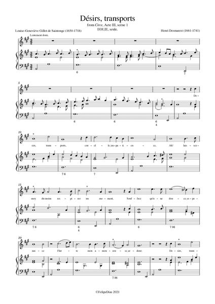 Désirs transports (Vocal score/Piano reduction)