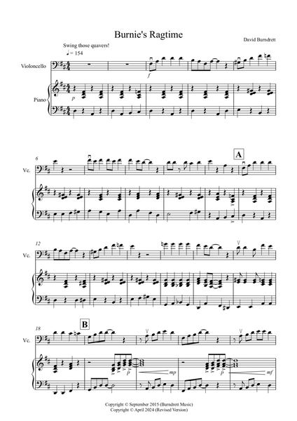 Burnie's Ragtime for Cello and Piano image number null