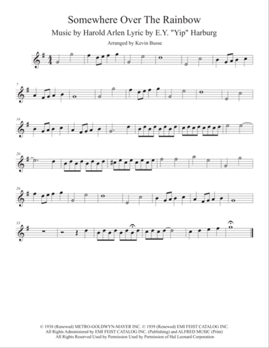 Over The Rainbow (from The Wizard Of Oz) Clarinet Solo scores gallery preview page 1