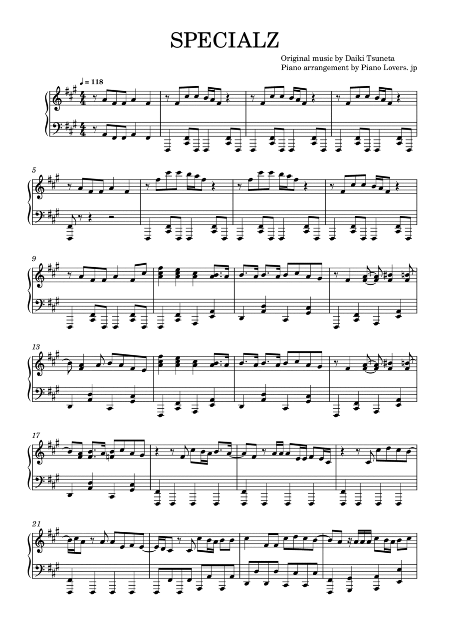 Specialz Piano Solo scores gallery preview page 1