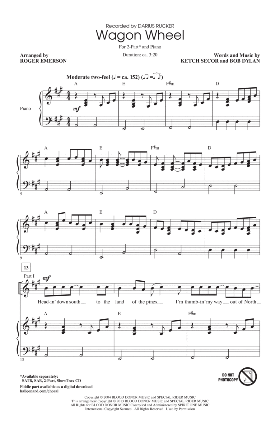 Wagon Wheel 2-Part scores gallery preview page 1
