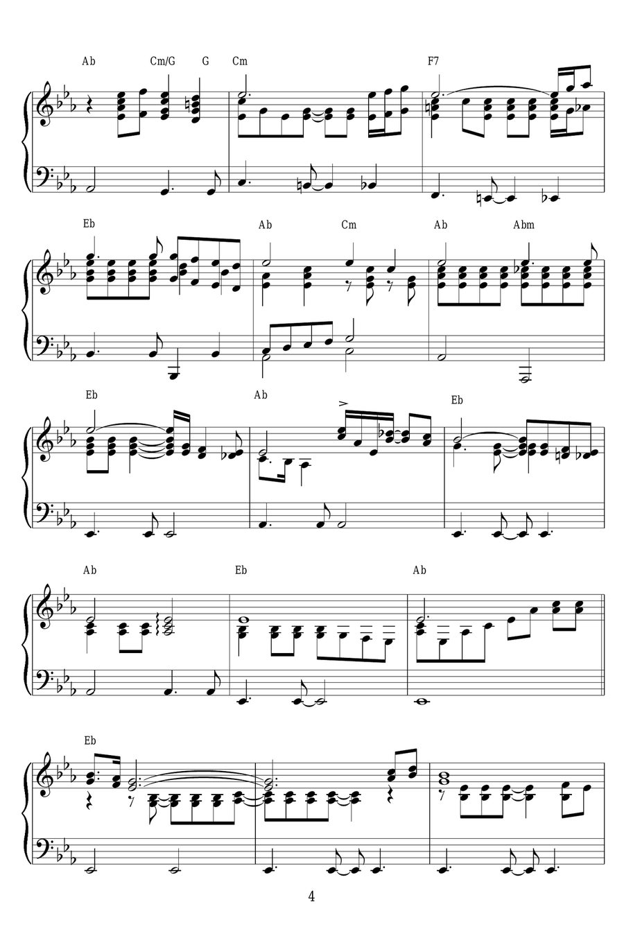 Bridge Over Troubled Water Piano Solo scores gallery preview page 4