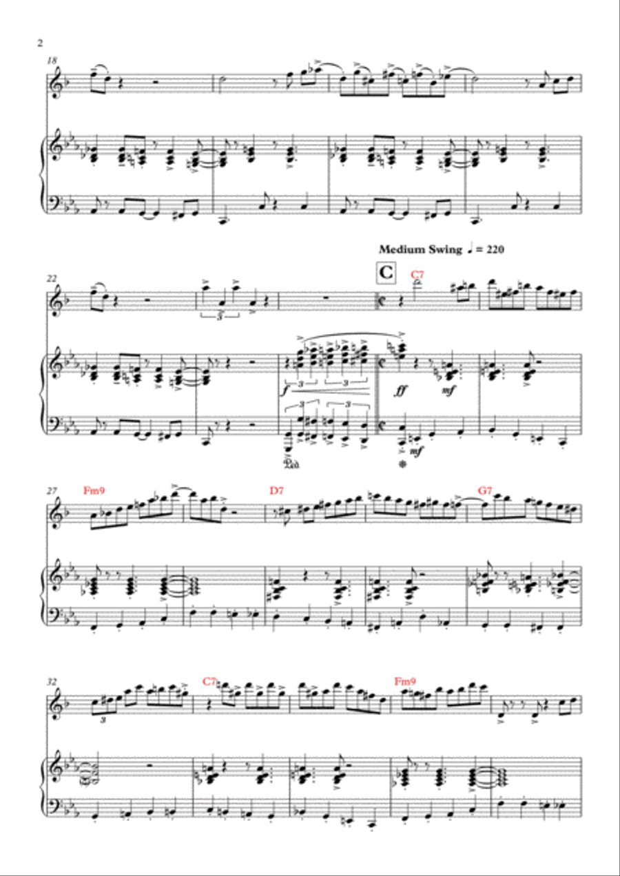 Crazy Donkey (Piano+Tenor Saxophone) Woodwind Duet scores gallery preview page 2