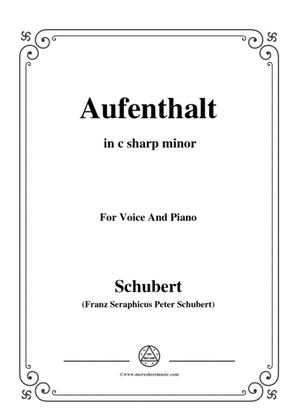 Book cover for Schubert-Aufenthalt,in c sharp minor,for Voice&Piano
