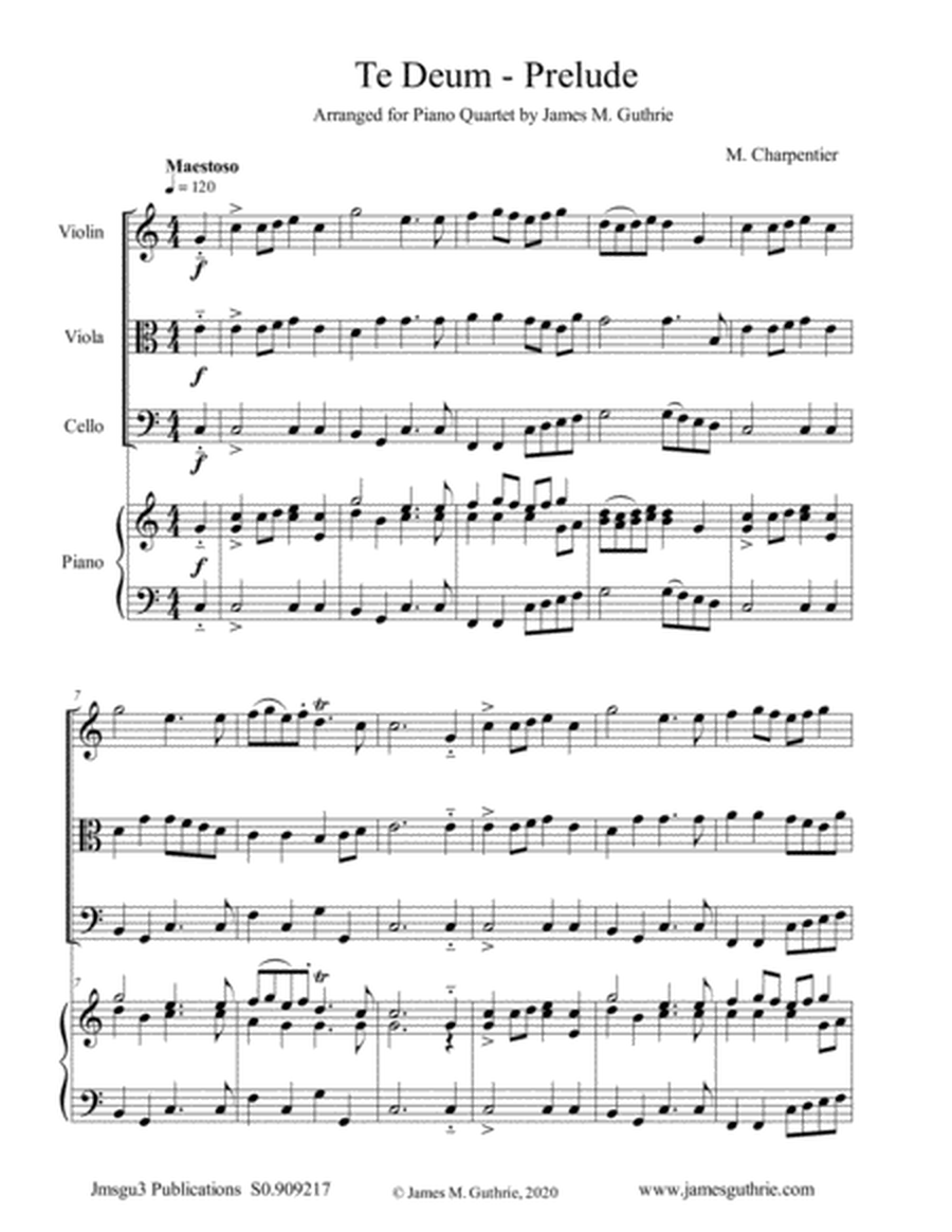 Charpentier: Te Deum Prelude for Piano Quartet image number null