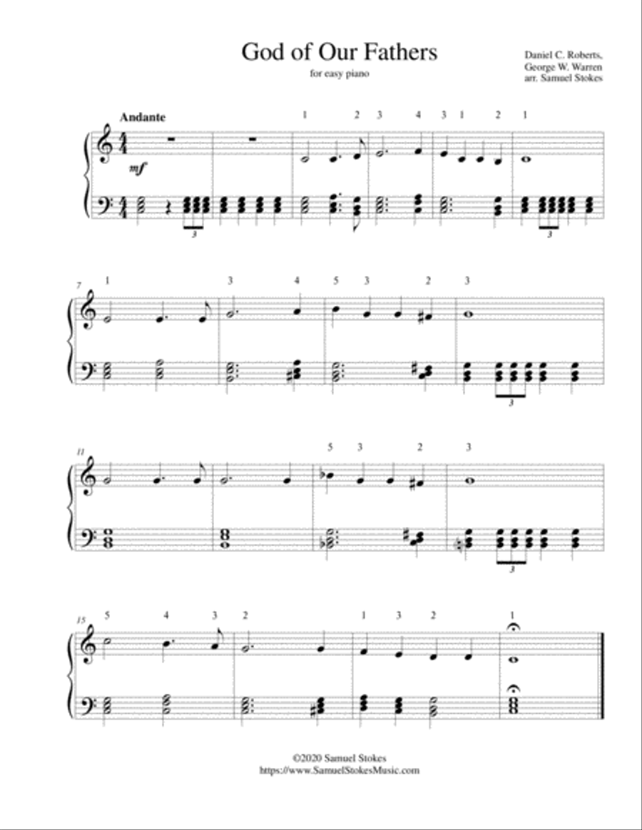 God of Our Fathers (God of the Ages) - for easy piano Easy Piano scores gallery preview page 1