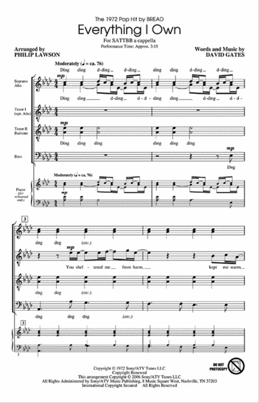 Everything I Own A Cappella scores gallery preview page 2