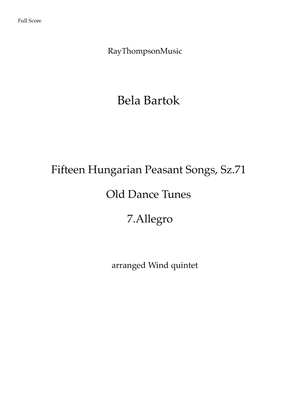 Book cover for Bartók: Fifteen Hungarian Peasant Songs, Sz.71 (Old Dance Tunes) 7.Allegro - wind quintet