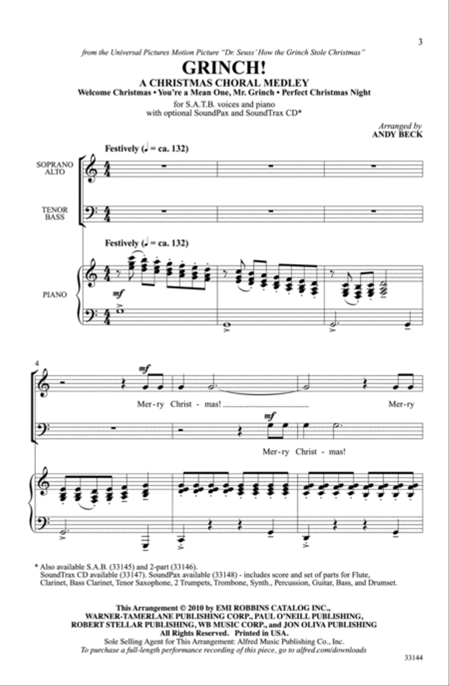 Grinch! A Christmas Choral Medley 4-Part scores gallery preview page 2