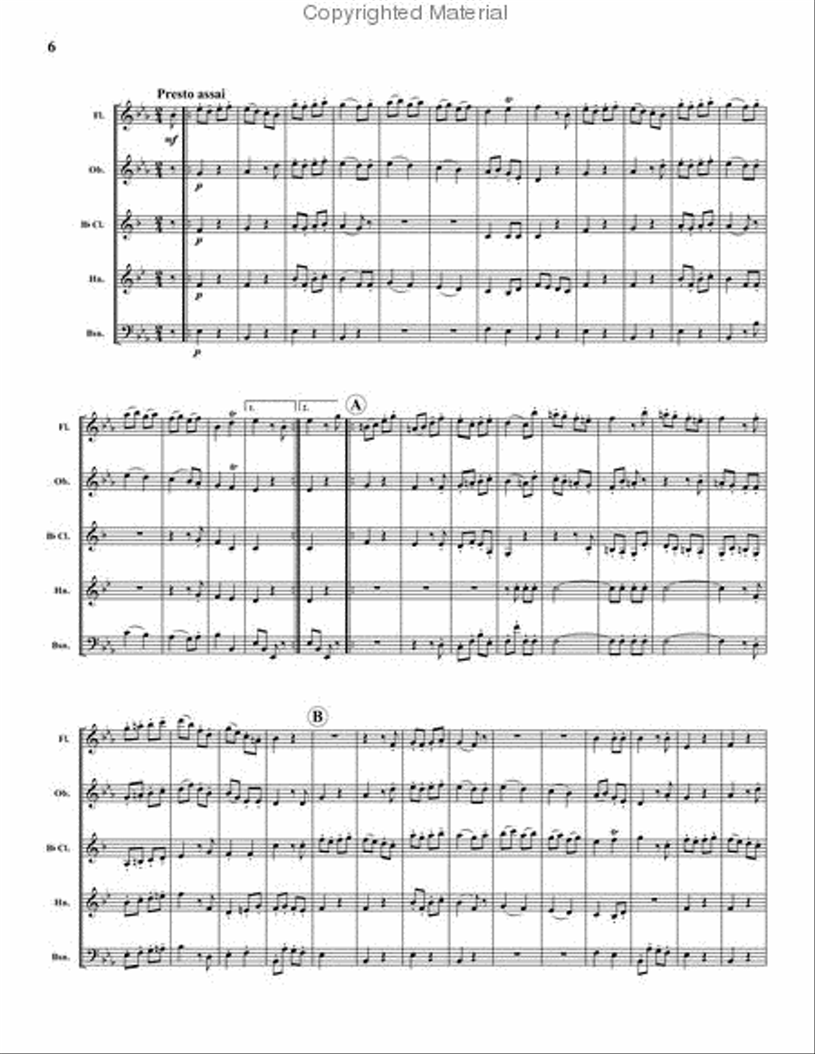 Divertimento No. 12 in Eb, K. 252 Woodwind Quintet scores gallery preview page 4
