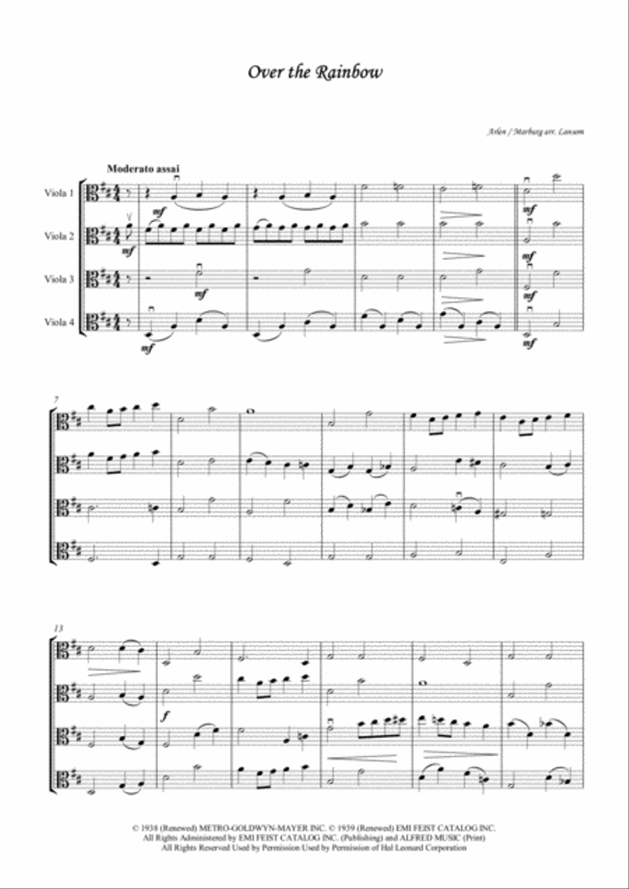 Over The Rainbow (from The Wizard Of Oz) Small Ensemble scores gallery preview page 1