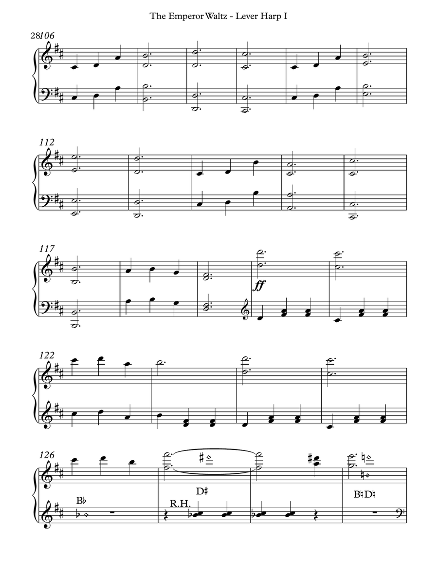 The Emperor Waltz, Lever Harp I Celtic Harp scores gallery preview page 6