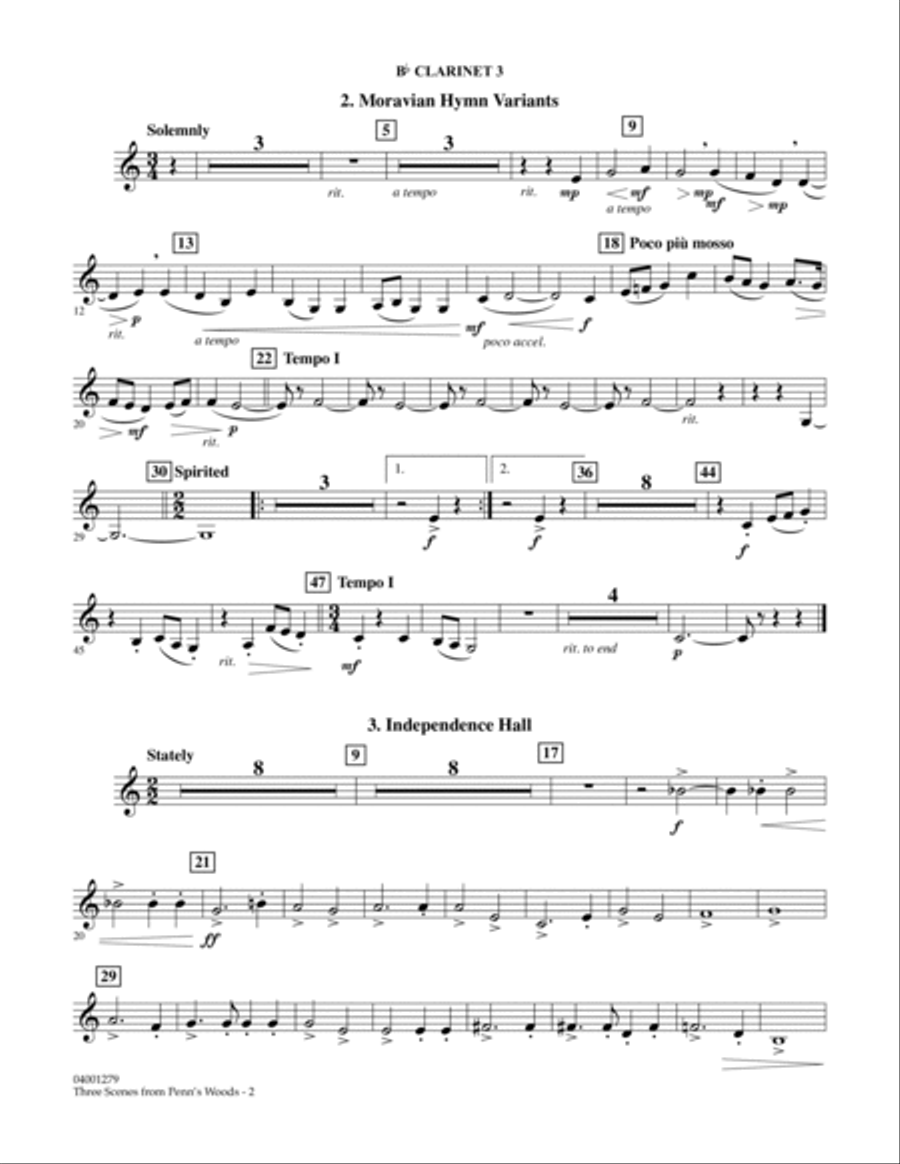 Three Scenes From Penn's Woods - Bb Clarinet 3 Concert Band scores gallery preview page 2