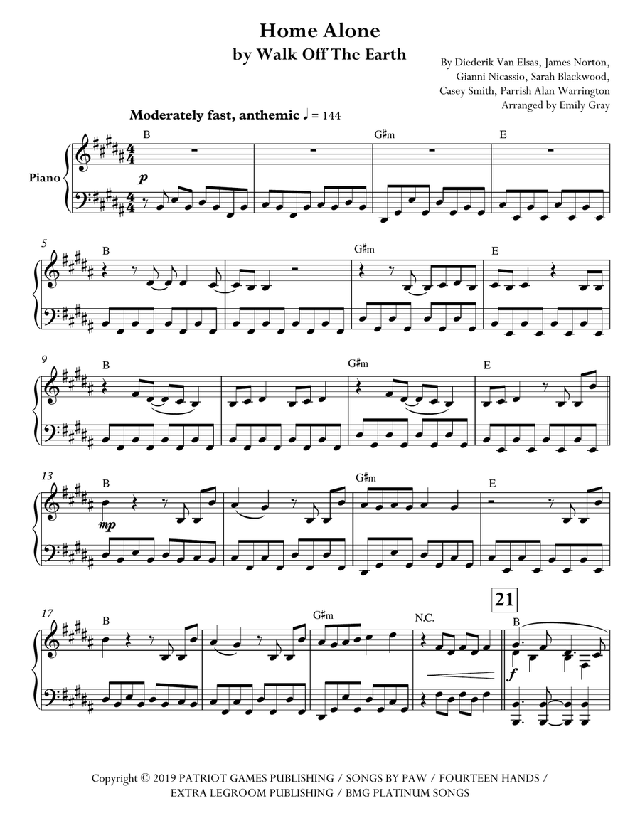 Home Alone Piano Solo scores gallery preview page 1
