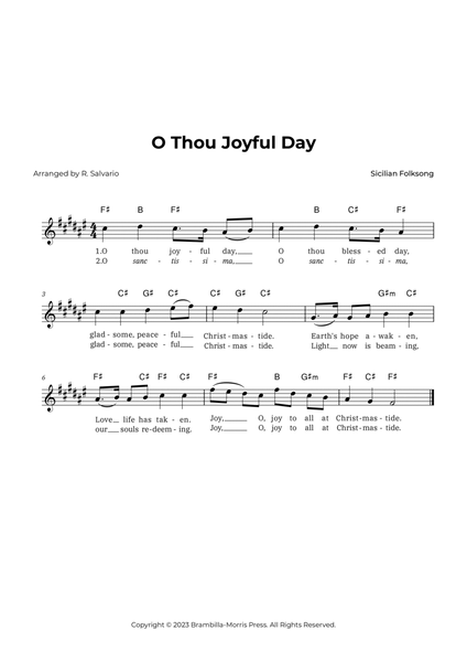 O Thou Joyful Day (Key of F-Sharp Major) image number null
