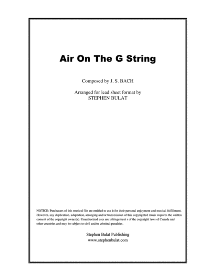 Air on G String (Bach) - lead sheet (key of B) Large Ensemble scores gallery preview page 1