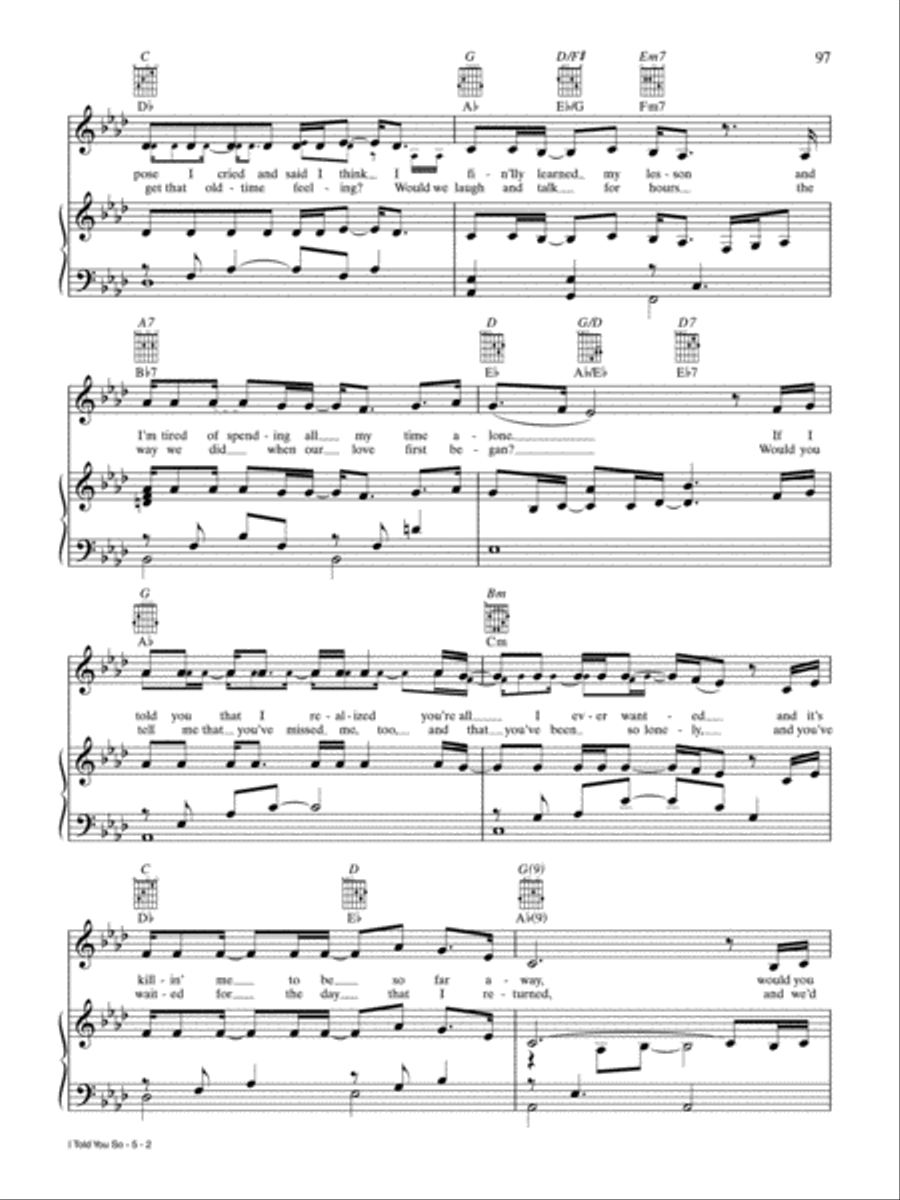 I Told You So Piano, Vocal, Guitar scores gallery preview page 2