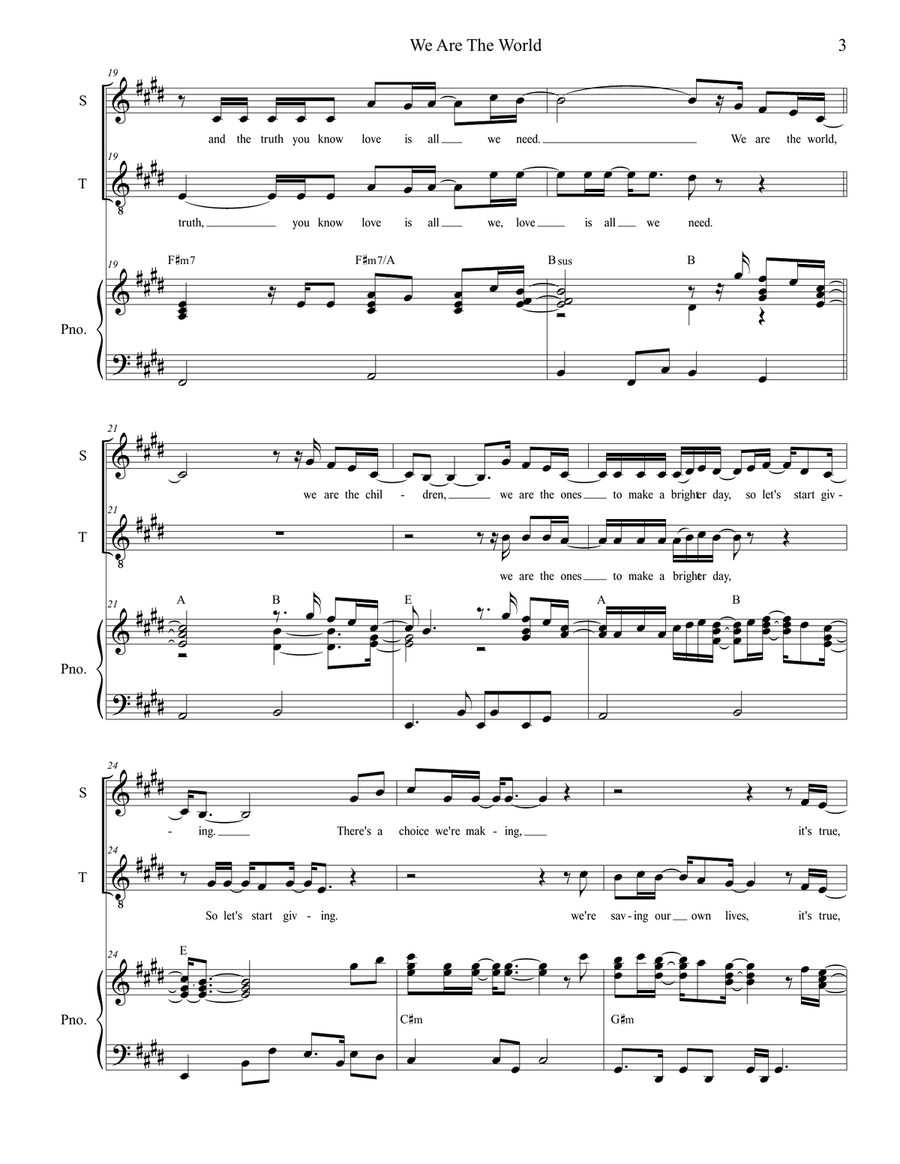 We Are The World Tenor Voice scores gallery preview page 3