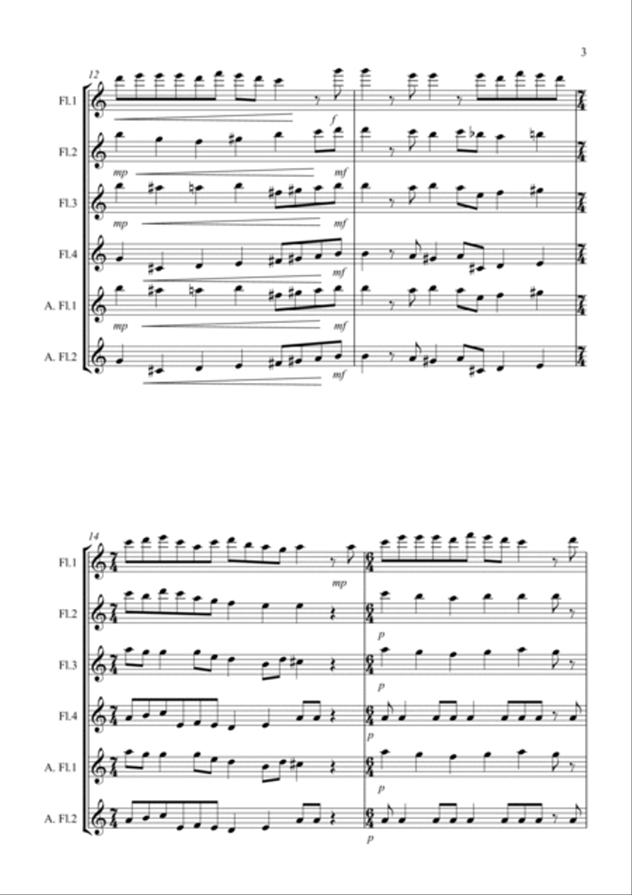 O Come, O Come Emmanuel for Flute Quartet Flute Quartet scores gallery preview page 3