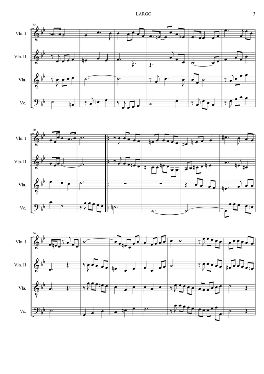LARGO - VERACINI - Arr. For String Quartet - With Parts String Quartet scores gallery preview page 3