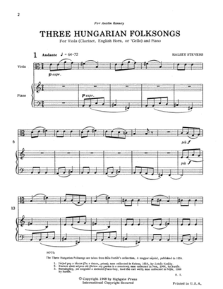 Three Hungarian Folksongs (Downloadable)