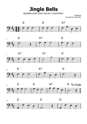 Jingle Bells - D Major (with note names)