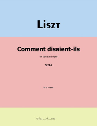 Comment disaient-ils, by Liszt, in e minor