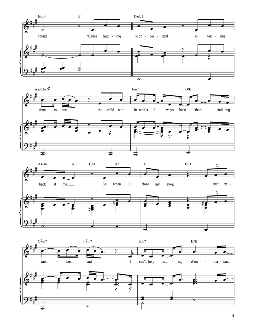 Finding Wonderland Finding Wonderland Piano, Vocal, Guitar scores gallery preview page 3