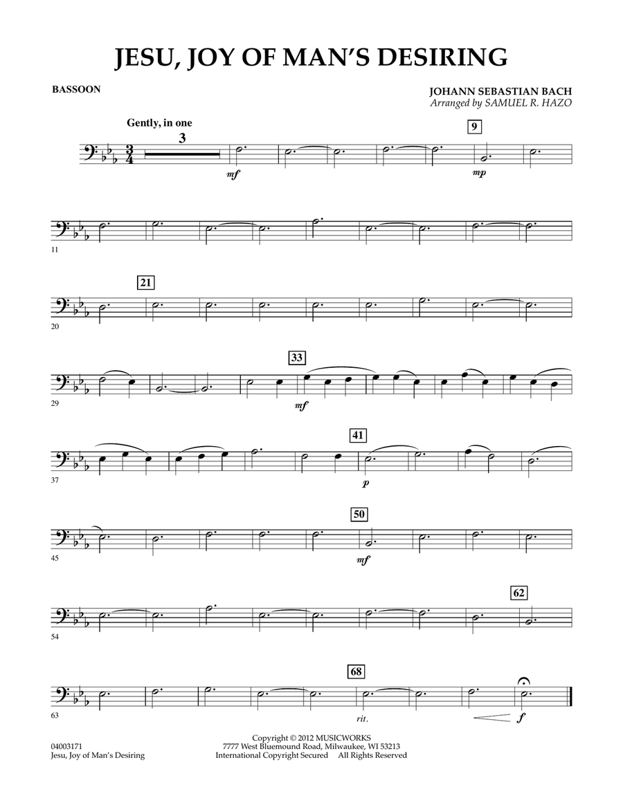 Jesu, Joy Of Man's Desiring - Bassoon Concert Band scores gallery preview page 1