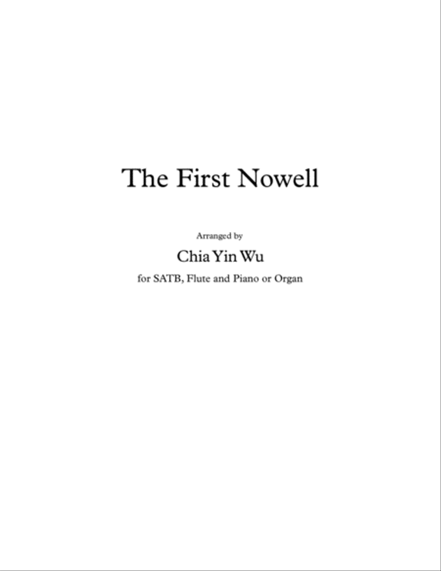 The First Nowell, for SATB/Congregation, Flute and Piano or Organ