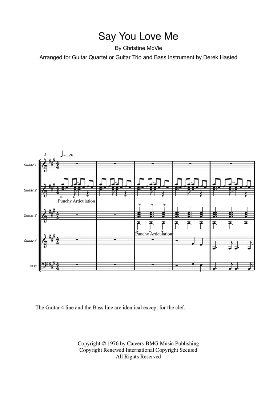 Say You Love Me Guitar Ensemble scores gallery preview page 4