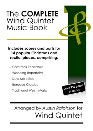 Book cover for COMPLETE Wind Quintet Music Book - pack of 20 essential pieces: wedding, Christmas, baroque, slow