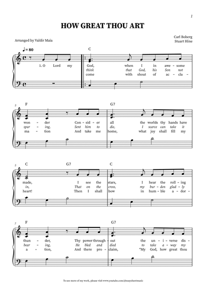 How Great Thou Art - Easy Piano image number null
