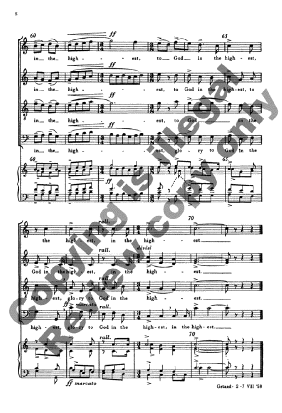 Glory to God in the Highest (Choral Score) 4-Part scores gallery preview page 8