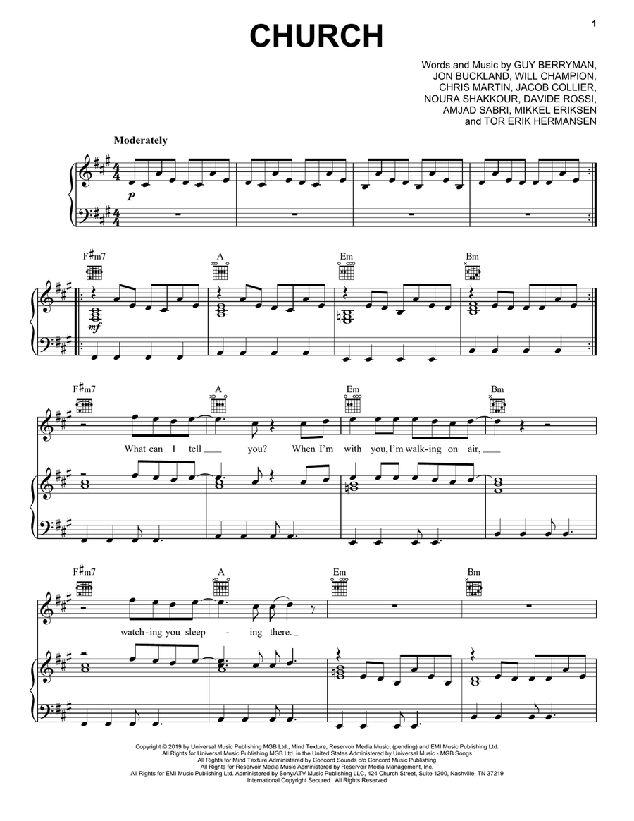 Church Piano, Vocal, Guitar scores gallery preview page 1