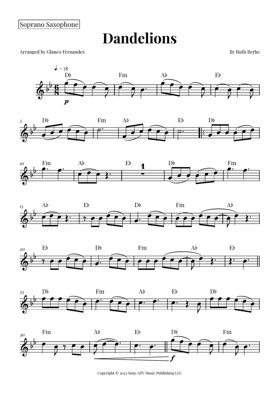 Dandelions Saxophone Quartet scores gallery preview page 4