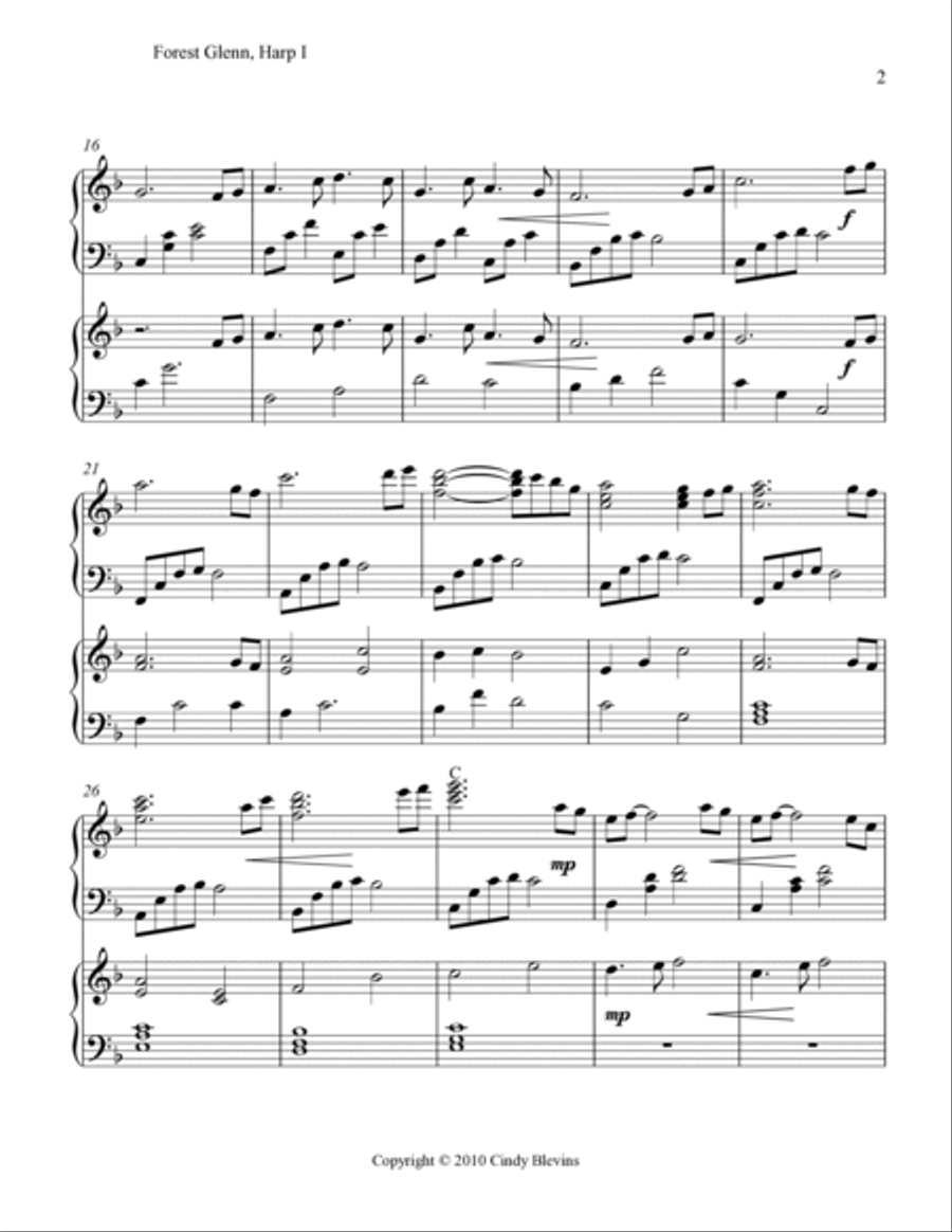 Forest Glenn, arranged for Harp Duet Harp scores gallery preview page 3